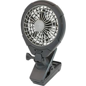 Treva 5 Inch Two Speed Battery & USB Powered Clip On Fan - Slim and Portable Cooling Travel Fan with USB - Gray