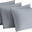 MINIPANDA Light Grey Pillowcases Set of 4 Standard Size- Gray Pillow Cases Super Soft, Smooth and Breathable - Envelope Design - Machine Washable Lightweight (20X26 Inches (4 Piece))