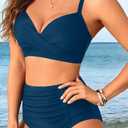 Yonique Women Underwire Bikini High Waisted Tummy Control Swimsuit 1 Piece Push Up Bathing Suit, XXL