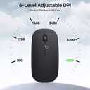 TECKNET Bluetooth Wireless Mouse for Laptop, Rechargeable Silent Computer Mouse (Bluetooth 5.2/3.0 & 2.4G), Ultra-Thin, 6-Level Adjustable 4800 DPI Bluetooth Mouse for Mac OS, iPad, Windows, Android