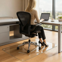 Yuzeyurun Tempered Glass Chair Mat, 48" x 31" Glass Office Chair Mat, 1/5" Thick Clear Floor Mat with Anti-Slip Pads, Heavy Duty Glass Mat for Carpeted and Hard Floor