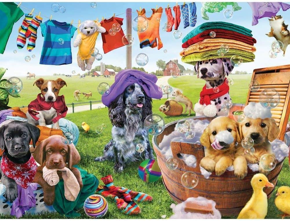 Bits and Pieces  Large Piece Jigsaw Puzzle for Adults  Puppies Playing by Artist Adrian Chesterman (500 Piece Puzzle)