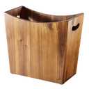 Tidita 3 Gallons Rectangular Wastebaskets - Acacia Wood Waste Basket with Handles - Small Trash Can for Bathroom - Brown Garbage Bin for Spa Decorative, Kitchen Under Counter, Living Room, Office