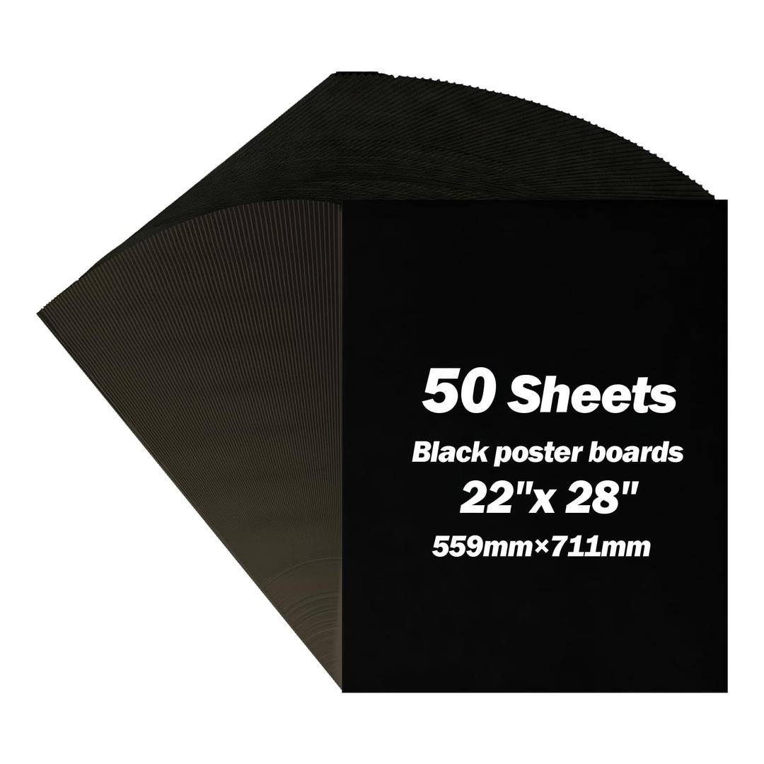 Julonova 50 Sheets Black Poster Boards, 22" X 28" Poster Paper, Value Large Black Posterboards Bulk for School Projects, Arts & Crafts, Advertising Design, Drawing, DIY