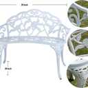 Mandolin Outdoor Benc Park Garden Chair,All Chair Anti Rust Cast Aluminum Patio Yard Bench,Carved Rose Loveseat Bench for Backyard .Porch.Balcony.Lawn (White)