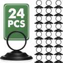 24 Pcs Table Number Holders Metal Place Card Holders Table Number Stands Tabletop Menu Sign Stands for Wedding Restaurant Recipe Banquet Birthday(Black)