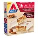 Atkins Vanilla Caramel Pretzel Protein Meal Bar, High Fiber, 2g Sugar, 4g Net Carbs, Meal Replacement, Keto Friendly, 5 Count, BB Date: 03/11/26