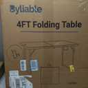 Byliable Folding Table 4 Foot Portable Heavy Duty Plastic Fold-in-Half Utility Table Small Indoor Outdoor Adjustable Height Folding with Carrying Handle, Camping and Party, White | Portable, Heavy Duty, Fold-in-Half, Indoor Outdoor, Adjustable Height, Folding
