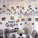 Gejoy 40 Pcs Sand White and Clear Balloons Birthday Party Decorations Black Color Bow and White Ribbon for Birthday Engagement Wedding Party Bachelorette Decor