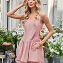 Zyyfly Women's Square Neck Ruffle Mini Dress Drop Waist Corset Short Party Dresses (Pink, L)