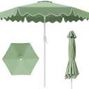 AreShark 7.5FT Outdoor Patio Umbrella with Wavy Trim (Sage Green)