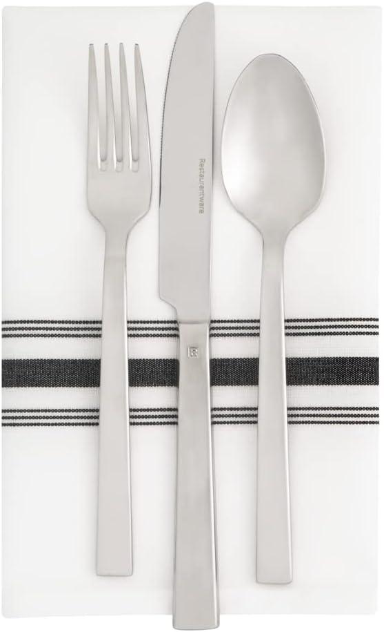 Restaurantware-18.5 x 22.75 Inch Bistro Napkins, 10 Tightly Woven Restaurant Cloth Napkins - Machine Washable, Durable, White With Black Stripes, Polyester Dinner Napkins, Restaurant Quality, Soft