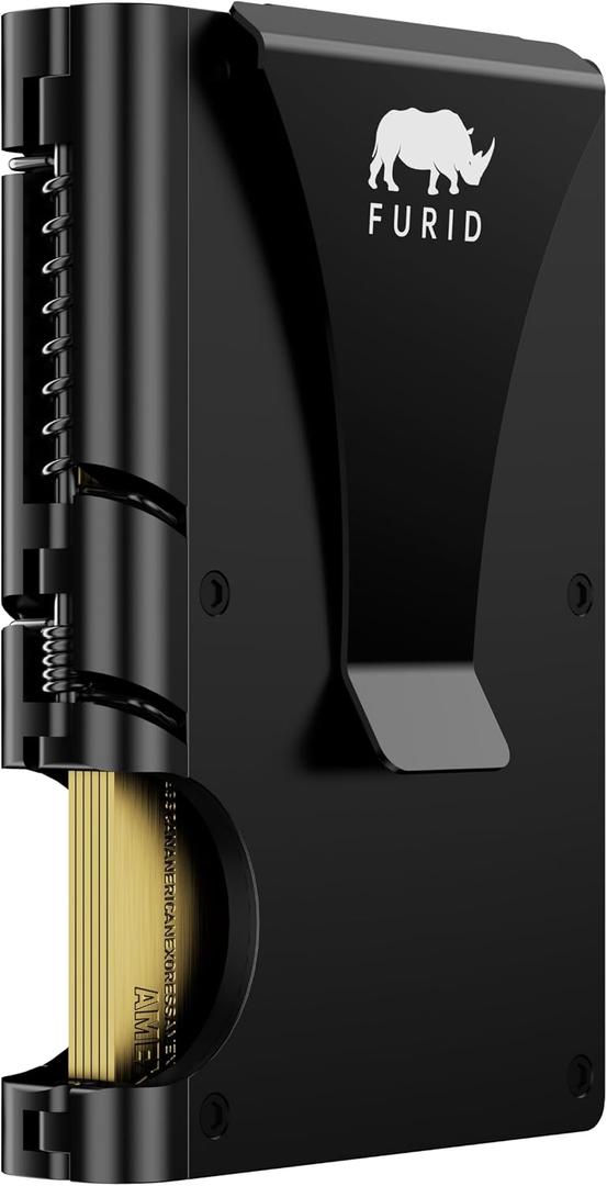 furid Slim Card Wallet for Men: Minimalist Metal Wallet with Money Clip - RFID Front Pocket Credit Card Holder for Work Business Travel - Gift for Father Husband Male Friend
