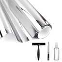 VOOKPPF Two-Way Silver Mirror Film, Dual Reflective Window Tint, Privacy Window Film Silver, Heat Reduction Window Film, UV Blocking Window Covering, Anti-Glare Window Tint, (23.6lnchx78.7Inch)