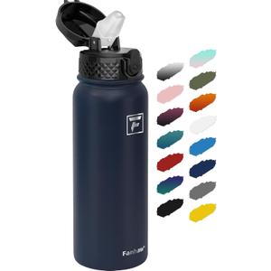Fanhaw 20 Oz Kids Insulated Stainless Steel Water Bottle with Straw Lid, Leakproof & Anti-Dust Everyday Use Bottle for School, Women & Men, Back to School Essentials (Navy Blue)