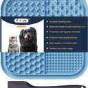 Licking Mat for Dogs & Cats with Suction Cups, 1 Pack Square Dog Slow Feeder Lick Pat for Anxiety Relief & Boredom, Dog Toys to Keep Them Busy, Pets Bathing Training Grooming Mat (Blue)