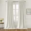 MIULEE Ivory White Velvet Curtains 84 inches Long 2 Panels - Luxury Pinch Pleated Room Darkening Window Drapes for Bedroom Living Room Thermal Insulated Super Soft, Back Tab Rod Pocket Elegant Decor
