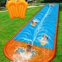 Spring Water Slip and Water Slide, 22ft *2 Lanes Slip Water Slides for Kids Backyards Ages 5-8 8-12 with Sprinkler and Inflatable Bodyboards, Summer Water Fun Toy for Outdoor Lawn Games Play (Blue)