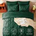 Queen Comforter Set Emerald Green - 7 Pieces Pintuck Bed in a Bag, Pinch Pleat Modern Room Decor, All-Season Soft Bedding Gift with Comforter, Sheets, Pillowcases & Shams