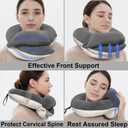 BUYUE Travel Neck Pillows for Airplanes, 360 Head Support Sleep for Long Flight, Skin-Friendly & Breathable, Kit with 3D Contoured Eye Mask, Earplugs and Storage Bag (Adult, Grey, 90+ lbs)