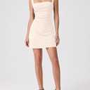 Womens Square Neck Sleeveless Tank Top Bodycon Dresses Backless Ruched Wide Shoulder Straps A-line Mini Dresses (M)