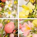 22 Inch Classic Easter Wreath, Eggs Wreath for Front Door with Pink Yellow White Wildflowers and Berries Spring Summer Door Wreath for Outside Porch, Farmhouse Easter Home Decor