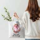 Preppy Animal Tote Bag, Animal Canvas Tote Bag, Reusable Grocery Shopping Shoulder Bags (Pig)