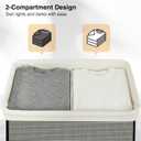 STO STO Double Laundry Hamper with Lid, 140L Large 2 Section Laundry Sorter, Laundry Basket with Removable Washable Canvas Liner Bag, Breathable Clothes Hamper for Bedroom Bathroom Laundry Room Closet