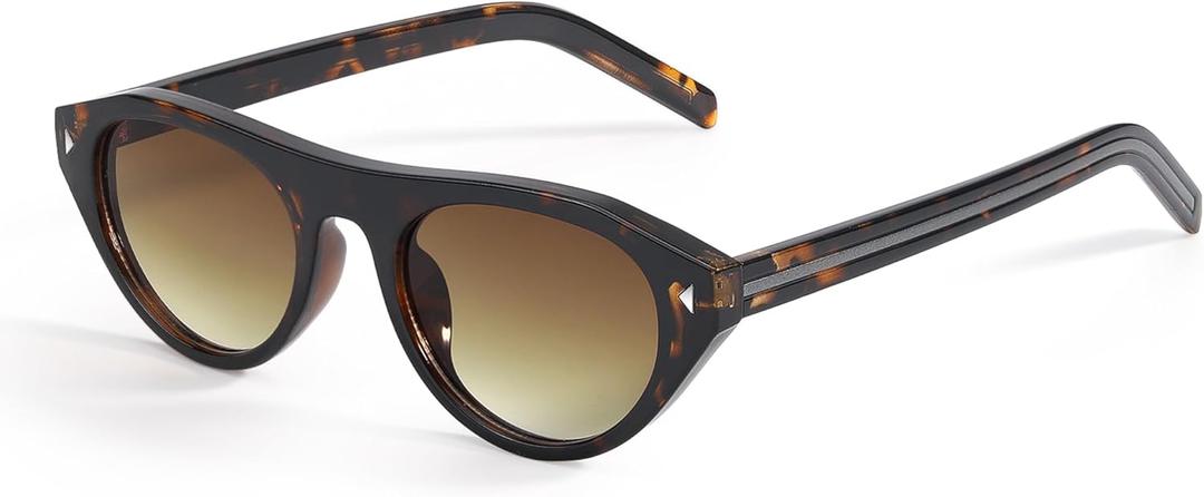 Oval Cat Eye Sunglasses for Women Trendy Retro Cateye Frame with UV Protection for Traveling or Driving