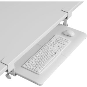 BONTEC KMT01 Under Desk Keyboard Tray, Pull-Out Keyboard & Mouse Platform with C-Clamp, 25.6 x 11.8 in Space-Saving Ergonomic Slide-Out Drawer, White