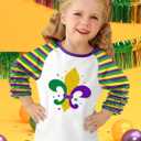 BesserBay Girls Valentines Day Heart 3/4 Sleeve Shirt Mardi Gras Ruffle Raglan Stripe Top 4-10 Years
