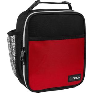 opux Premium Insulated Lunch Box, Soft School Lunch Bag for Kids Boys Girls, Leakproof Small Lunch Pail Men Women Work, Reusable Compact Cooler Tote Lunchbox for Office Adult, Red