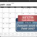 Desk Calendar 2026 (January 2026 - June 2027) 2026 Desk Calendar Large 22" x17", 2026 Calendar, Classic Black, Large Calendar 2026-2027 with Plastic Cover