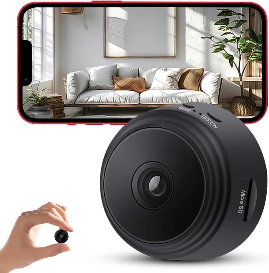 Hidden Camera,1080P HD WiFi Mini Nanny Cam with Night Vision & Motion Detection - Indoor/Outdoor Wireless Security Spy Cameras for Home, Car, Baby & Pet Monitoring-Upgraded A9