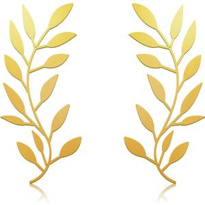 Zhengmy 2 Pieces Metal Tree Leaf Wall Decor Vine Olive Branch Leaf Wall Art Living Room, Hallway Wall Decor Outdoor Decoration(Gold)