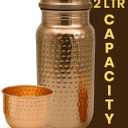 Leathervine 100% Pure Copper Water Bottle for Drinking 64 oz with Lid| Leak Proof Ayurvedic Vessel to Support Digestion, Immunity | Lightweight, Eco-Friendly, Travel Use, Best Gift for Wellness Lovers