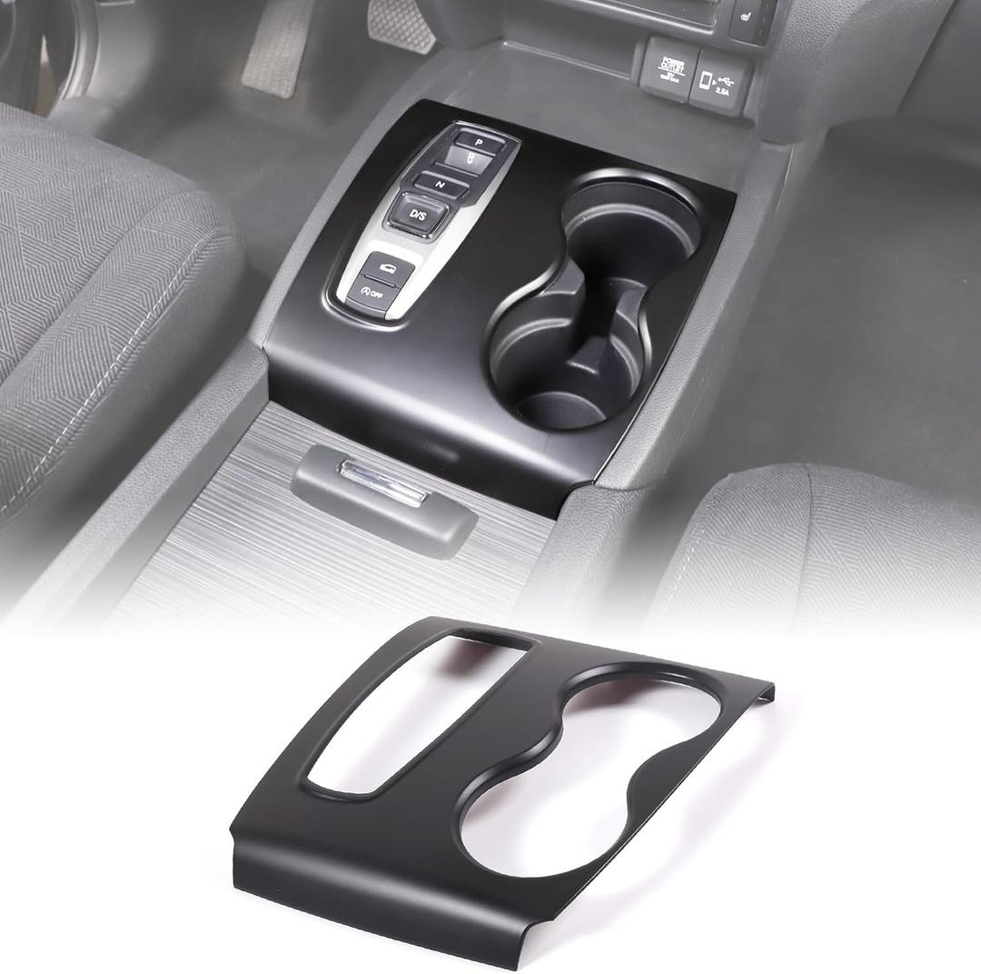 Gear Shift Panel Cover Trim for Honda Pilot 2016-2022/ Ridgeline 2020-2023/ Passport 2019-2023, ABS Automotive Center Consoles Cup Holder Cover Protector Sticker Accessories (Matt Black)
