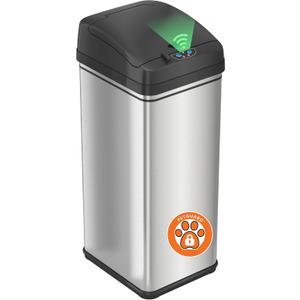 iTouchless 13 Gallon Dog Proof Trash Can with Odor Filter, Motion Sensor Stainless Steel Kitchen Trashcan Garbage Bin for Home Office Bedroom Work Living Room Garage Large Capacity Slim Wastebasket