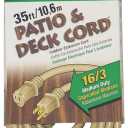 Prime EC884627 - Cable de extensión SJTW de 35 pies para patio y terraza, 16/3, color beige