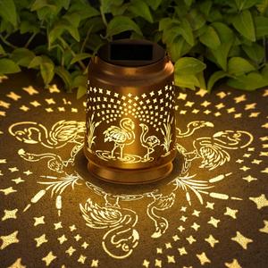 Flamingo Solar Lantern for Garden Outdoor Decor Hanging Metal Light Decoration for Patio, Yard, Lawn, Pathway, Backyard Birthday Gift for Mom, Women, Grandma