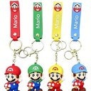 2 x Nuahyaz 4Pcs Cute Keychains, Super Brothers Keychain, Cartoon Bag Charms Car Keys, Party Favors for Boys and Girls