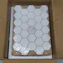 Marble Mosaic Tile, 2 Inch Hexagon, Honed, White Natural Stone Mosaic Tiles for Kitchen Backsplash, Shower Floor, Bathroom, Accent Wall, Pack of 5 Sheets (Pollen Thassos)