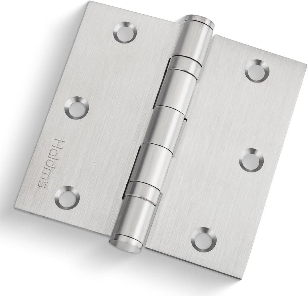 Haidms 18 Pack Ball Bearing Hinges 3.5 Inch Satin Nickel Door Hinges with Square Corner 304 Stainless Steel Door Hinges for Heavy Duty Exterior Doors
