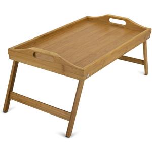 Trenda Breakfast-Trays, Bamboo Bed Table with Foldable Legs, Snack Desk for Sofa, Eating,Working