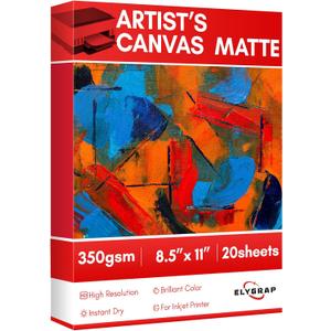 350g Thick Premium Printable Cotton Fabric Sheets for Inkjet Printer - 8.5x11 Inch, 20 Sheets,100% Real Cotton Canvas with Matte Finish for Photo Printing,Craft Projects