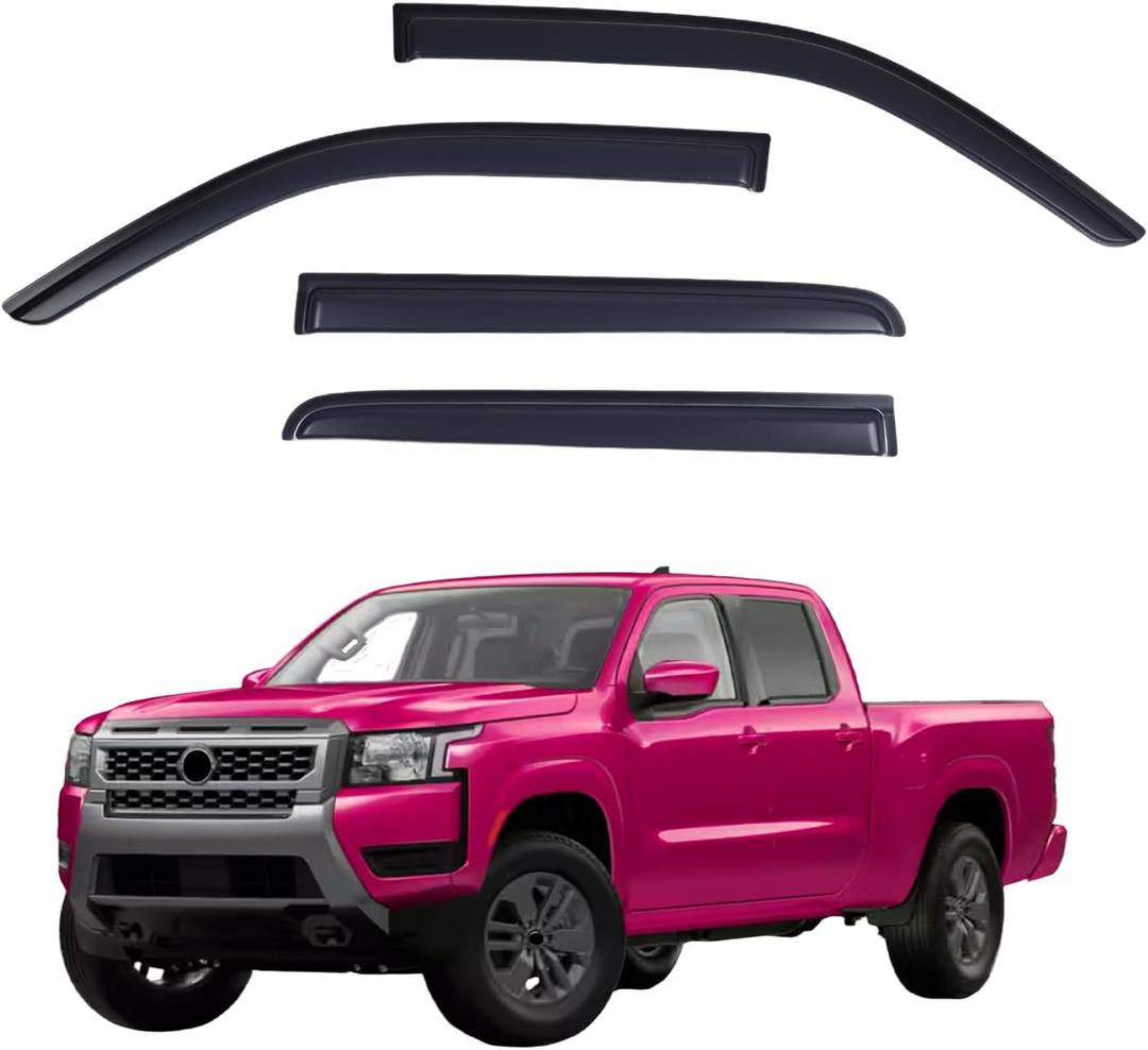 Window Visors Rain Guards fits Nissan Frontier Crew Cab 2022-2026, Window Wind Deflectors Vent Shades Accessories, Out-Channel, Dark Smoke 4 Pcs, 2023 2024 2025