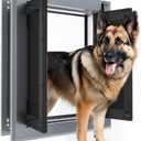 Aluminum Large Dog Door for Exterior Door with Strong Double Magnetic Flaps,French Dog Door for Large and Medium Dogs Up to 120LBS(Gray)