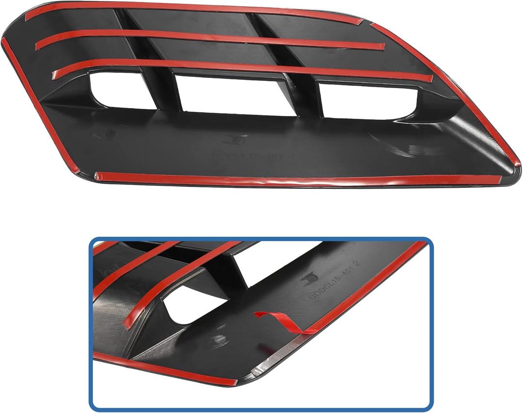 X AUTOHAUX 2pcs Car Hood Air Vent Trim Decorative Vent Cover Bezels Black for Dodge Challenger 2015-2020 SXT