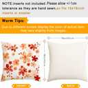 RABUSOFA Fall Throw Pillow Covers 18x18 Inch Set of 2,Autumn Floral Decor Thanksgiving Harvest Farmhouse Cushion Case Decoration for Home Sofa Couch (Orange, 18" x 18")