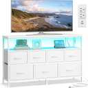 SONGMICS BELLAH Collection - Dresser for Bedroom with App-Controlled LED Lights and Charging Station, Chest of Drawers, TV Stand, 7 Drawers, Shelf, Modern, Cloud White ULGS733WH05S